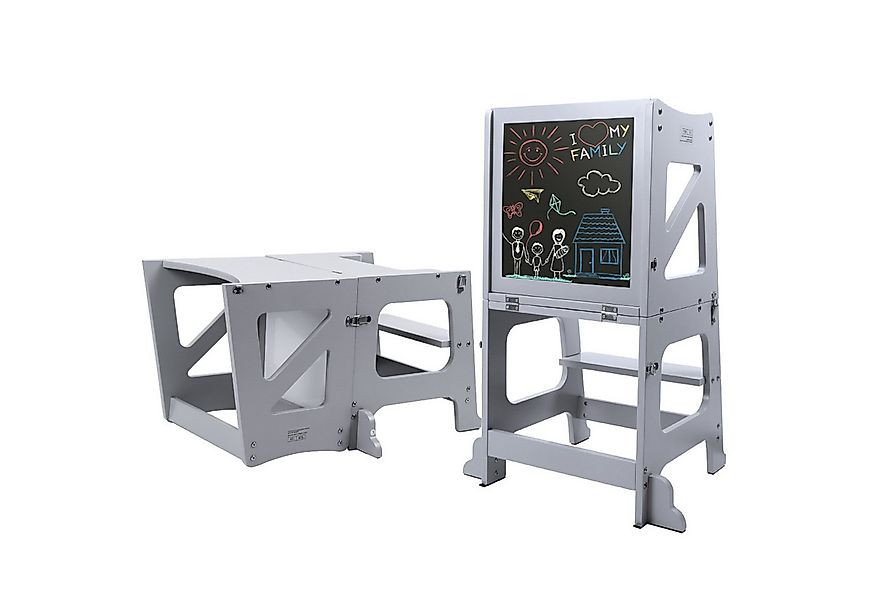 OUNUO Kinderstuhl Klappbarer Tritthocker Lernturm mit Zeichenbrett, für Kin günstig online kaufen