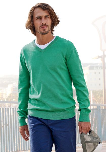 H.I.S Strickpullover mit V-Ausschnitt, Pullover aus Feinstrick, Baumwollmis günstig online kaufen