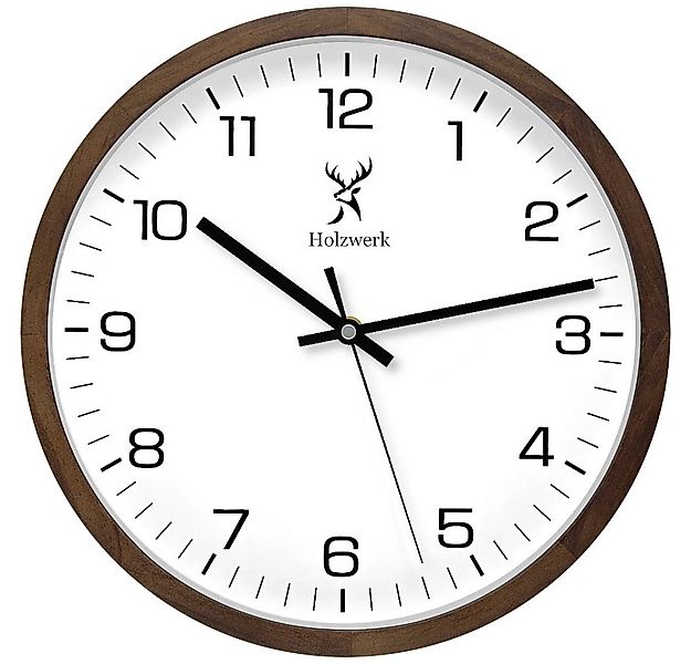Holzwerk Wanduhr Designer Loft Holz Quarz Wand Uhr (Nahezu lautloses Uhrwer günstig online kaufen
