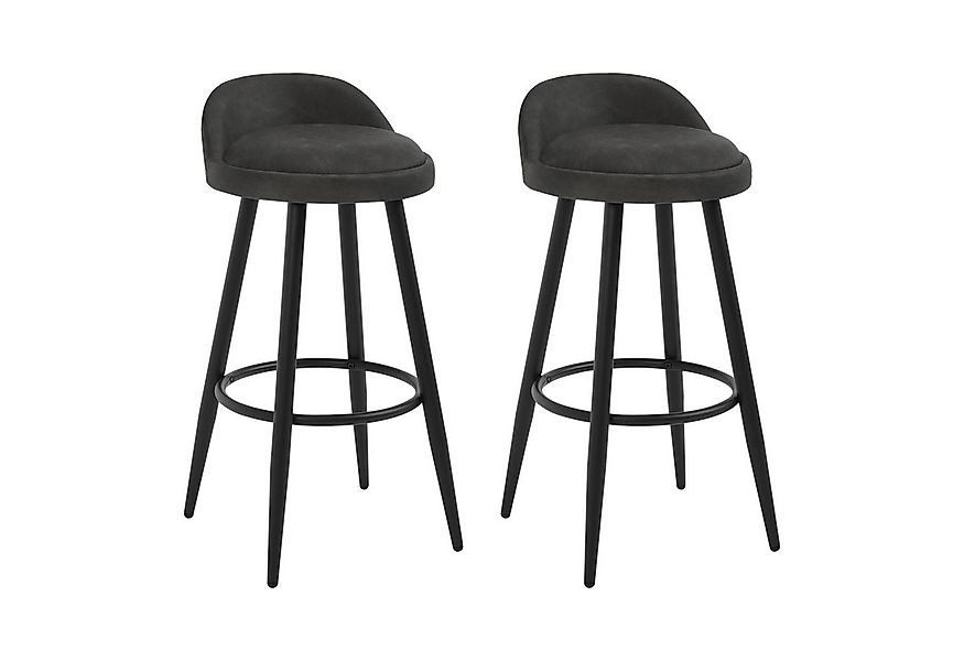 Woltu Barhocker (2 St), Barstuhl Hocker Tresenhocker aus Kunstleder anthraz günstig online kaufen
