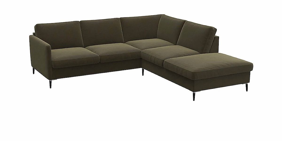 FLEXLUX Ecksofa »Fiore, L-Form«, schmale Armlehnen, Füße Alu/schwarz, B/T 2 günstig online kaufen