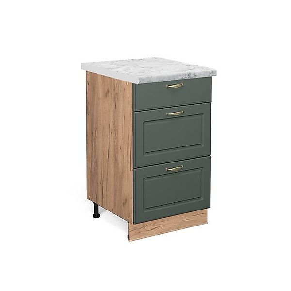 Vicco Küchenunterschrank Fame-Line Grün-Gold Landhaus/Goldkraft Eiche 50 cm günstig online kaufen