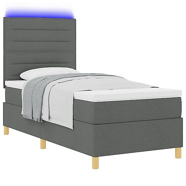 vidaXL Bett Boxspringbett mit Matratze & LED Dunkelgrau 90x190 cm Stoff (1- günstig online kaufen