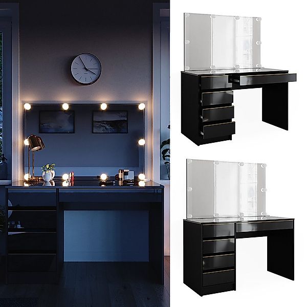 Vicco Schminktisch Sherry, Schwarz, 120 cm günstig online kaufen