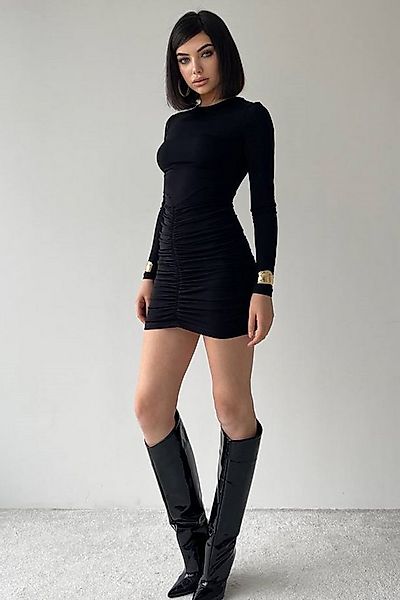 WOMAN VISION Abendkleid Damen Schwarzes Stretchiges Sandy Stoff Gerafftes M günstig online kaufen