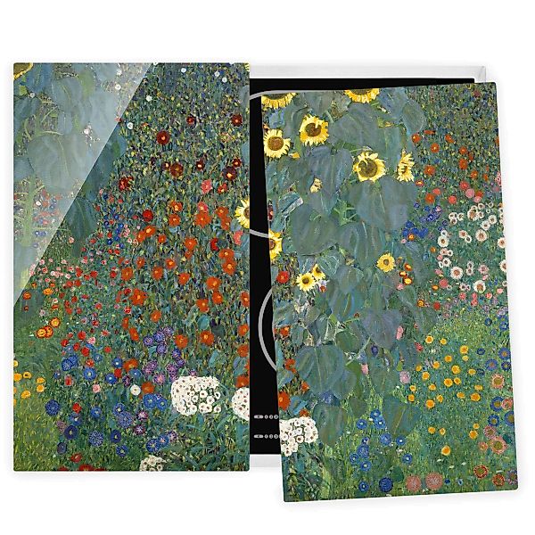 2-teilige Herdabdeckplatte Glas Kunstdruck Gustav Klimt - Garten Sonnenblum günstig online kaufen
