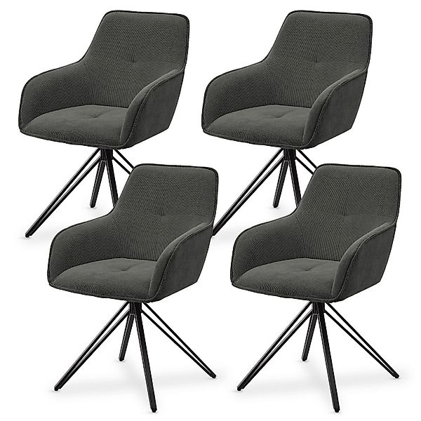 Juskys Esszimmerstuhl Clyde, 4er Set, Stoff günstig online kaufen