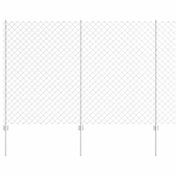 vidaXL Zaun mit Pfosten Silber 1,5 x 10 m Stahl 3336299 günstig online kaufen