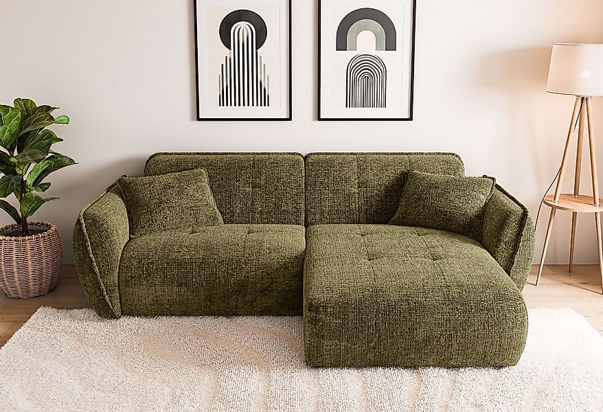 Home affaire Ecksofa "MIRELDA L-Form mit Steppungen, Recamiere rechts/links günstig online kaufen