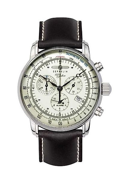 ZEPPELIN Chronograph 100 Jahre Fliegeruhr Lederband 42 mm 8680-3, 12-Stunde günstig online kaufen