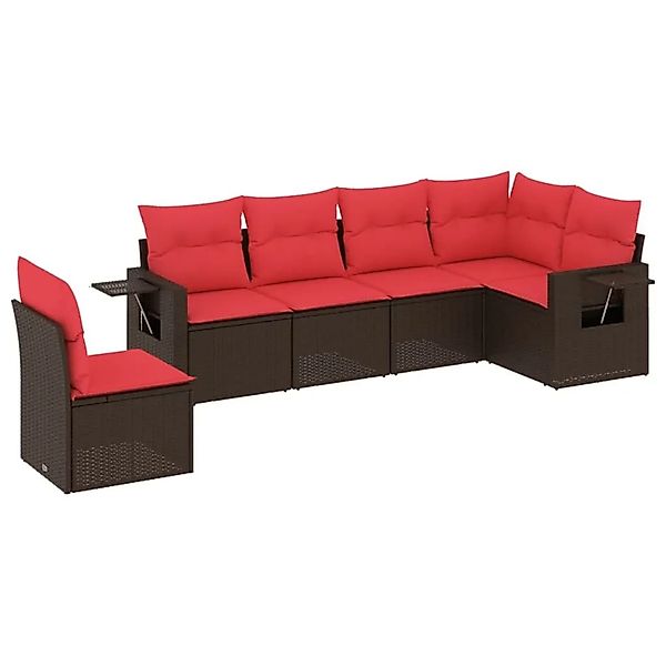 vidaXL 6-Tlg Gartensofa-Set mit Kissen Braun Polyrattan 3220233 günstig online kaufen