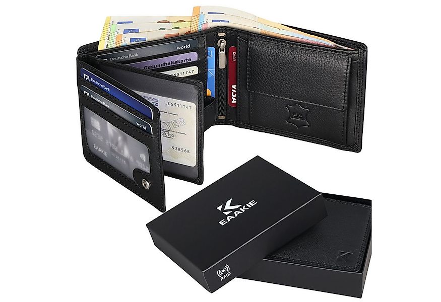 EAAKIE Geldbörse RFID echt Leder Portemonnaie Geldbörse Herren Rindleder, R günstig online kaufen