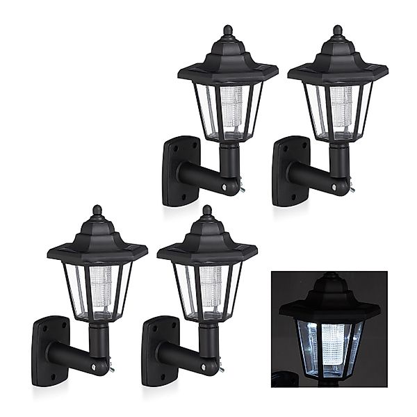 relaxdays Gartenleuchte 4 x Solar Wandlaterne günstig online kaufen