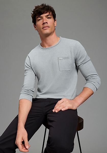 Bruno Banani Rundhalspullover aus Baumwolle, mit Rundhalsausschnitt, Langar günstig online kaufen