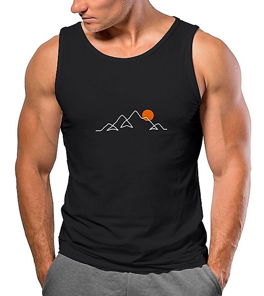 Neverless Tanktop Herren Tank-Top Frontprint Line-Art Berge Wandern Natur O günstig online kaufen