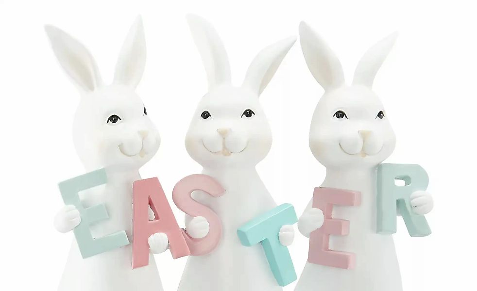 HOME STORY Deko Hase mit Easter Schriftzug   ¦ weiß ¦ Polyresin (Kunstharz) günstig online kaufen