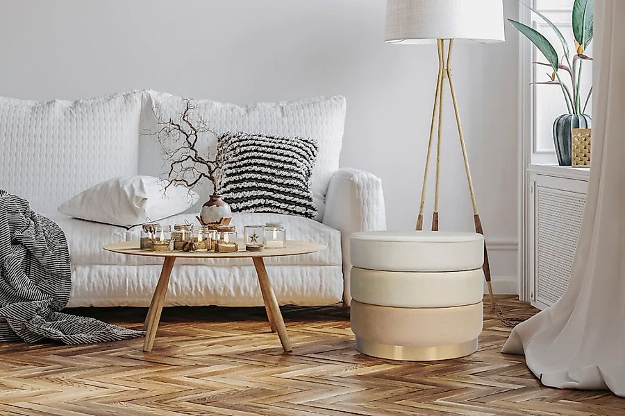 Kayoom Sitzhocker "Hocker Elyse, Edler Touch durch goldenen Sockel" 1 Stk. günstig online kaufen