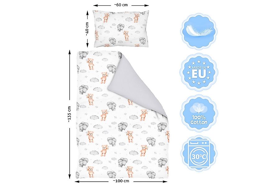 Amilian Babybettwäsche Set 7-teilig - Bettwäsche 100x135 - Kissenbezug 40x6 günstig online kaufen