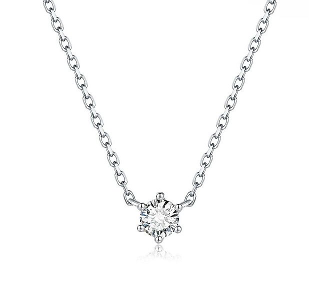 Sternvoll Goldkette 18K Weißgold Solitär Collier 0.35 ct Diamant IGI-zert. günstig online kaufen