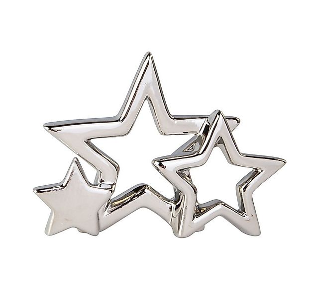 MICA Weihnachtsfigur Standdeko - 3 Sterne und Silhouetten - silber glänzend günstig online kaufen