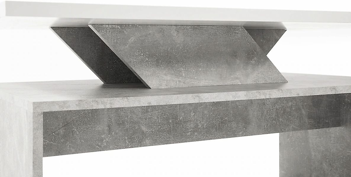 Stolkom Sp.z.o.o. Couchtisch Allegra Wohnzimmertisch weiß, Absetzung Beton, günstig online kaufen