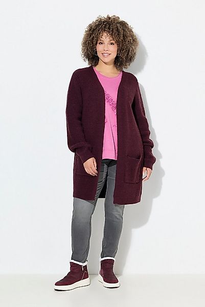 Ulla Popken Strickjacke Long-Strickjacke Knopfverschluss V-Ausschnitt günstig online kaufen
