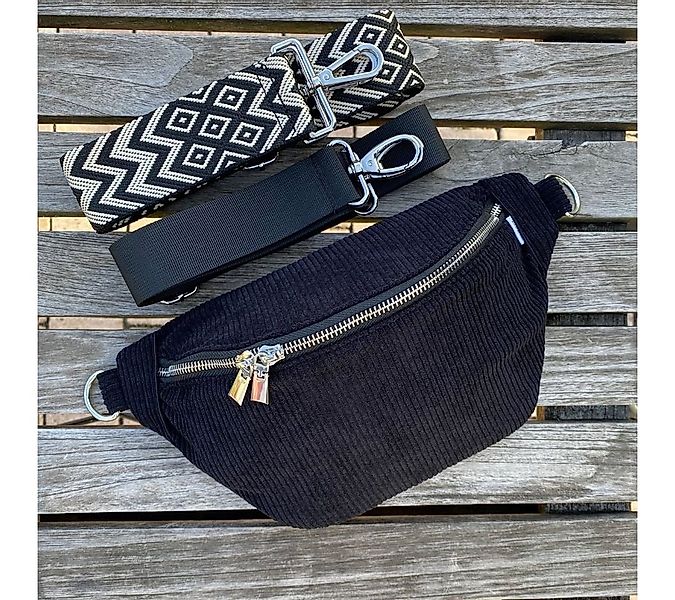 MAONI Bauchtasche Cord Schwarz mit zwei Gurten, Taschengurt austauschbar günstig online kaufen