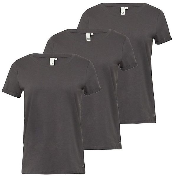 QS T-Shirt Basic (3-tlg) kurzarm, Rundhals, modernes Design, im 3er Pack günstig online kaufen