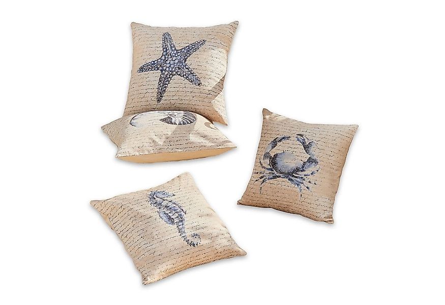 Mirabeau Kissenhülle Kissenhülle 4er Set Sealand beige/blau günstig online kaufen