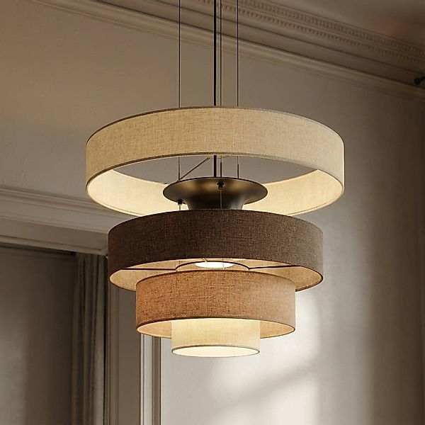 Lucande LED-Hängelampe Peldano, Ø50 cm braun/beige, step-dim günstig online kaufen