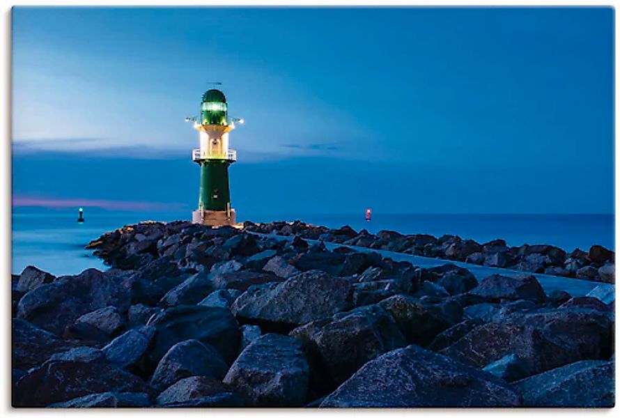 Artland Leinwandbild "Mole bei Nacht in Warnemünde", Küste, (1 St.), auf Ke günstig online kaufen