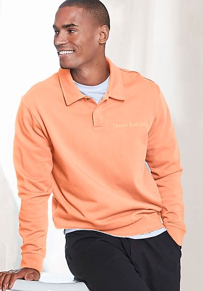 Bruno Banani Sweatshirt "mit Kragen und kleiner Knopfleiste", Langarmshirt günstig online kaufen