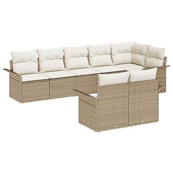 vidaXL Loungesofa 8-teilige Garten Sofa Set mit Kissen Beige Poly Rattan, 8 günstig online kaufen