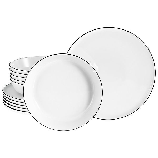 CreaTable Tafelservice »Chef Collection Black Line, Tafel-Service 12-tlg«, günstig online kaufen
