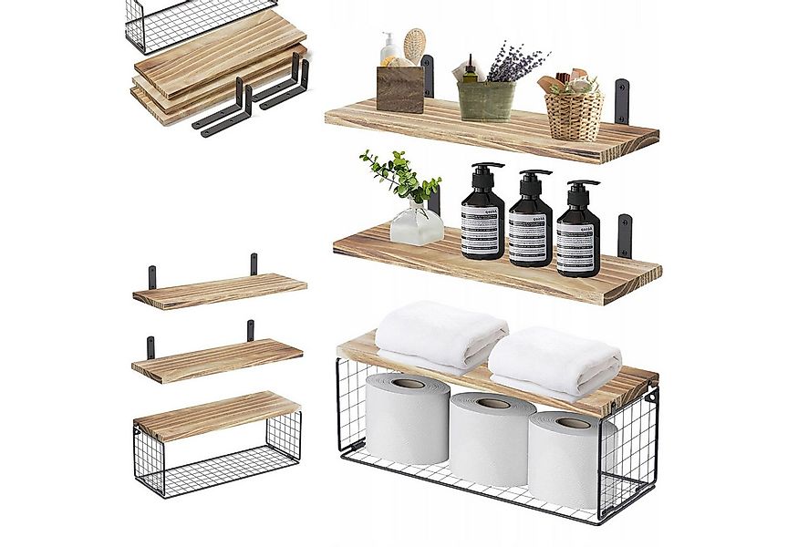 MODFU Wandregal 3+1 Set Wandregale Schweberegal Hängeregal Wand Regal Holz, günstig online kaufen