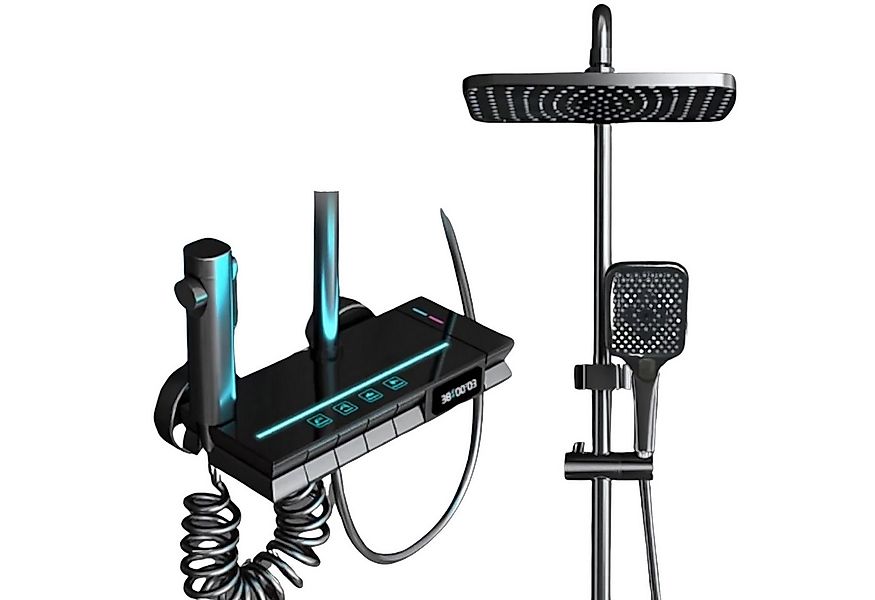 LuxaSteel Duscharmatur Duschsystem Regendusche mit Thermostat LED-Beleuchtu günstig online kaufen