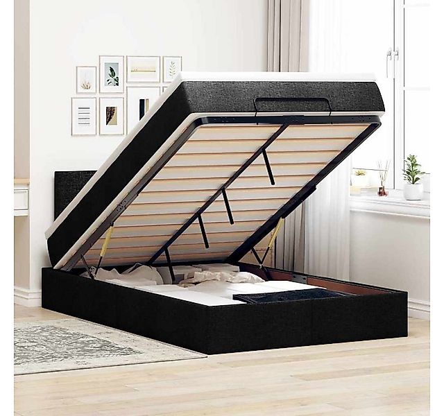 vidaXL Bett, Ottomane Bett mit Matratze & LEDs Schwarz 120x190 cm Stoff günstig online kaufen