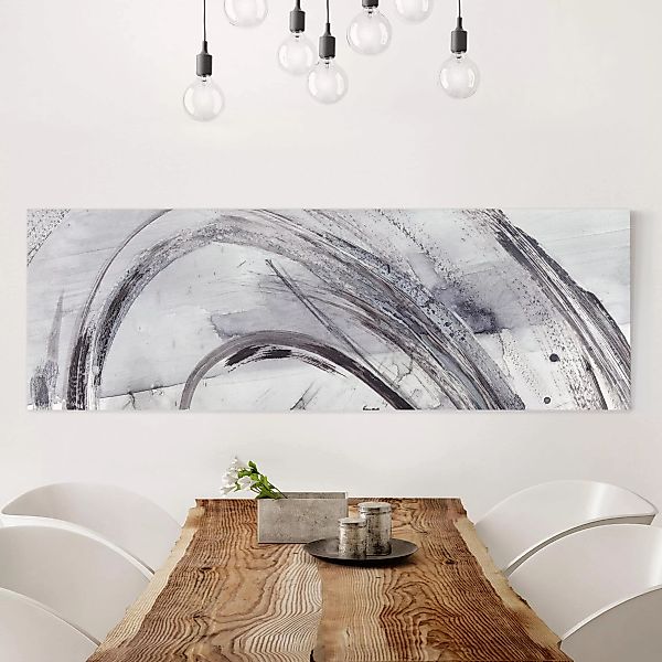 Leinwandbild Abstrakt - Panorama Sonar Schwarz Weiß II günstig online kaufen