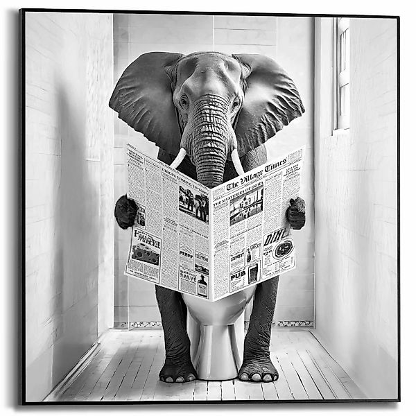 Reinders Poster "Elephant Toilet", Toilette - WC - Zeitung - Schwarz-Weiß - günstig online kaufen