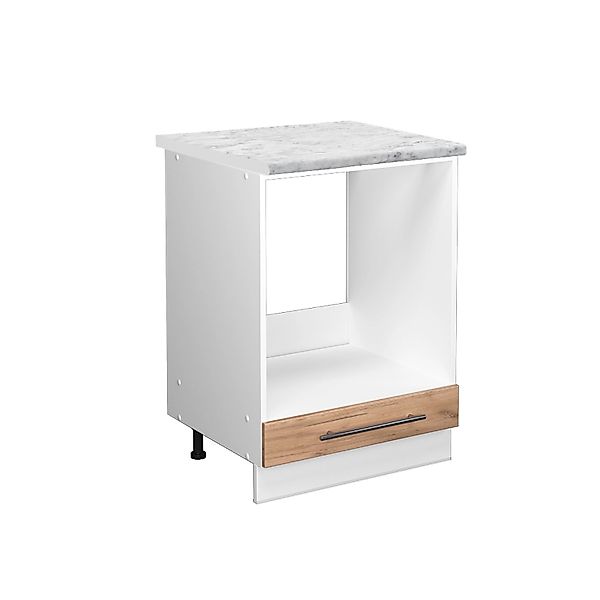 Vicco Herdumbauschrank Fame-Line Goldkraft Eiche/Weiß 60 cm AP Marmor günstig online kaufen