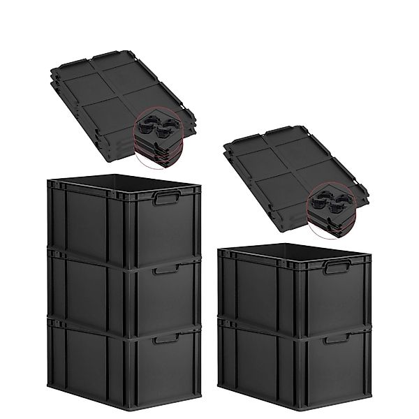 PROREGAL SparSet 5x Eurobox Nextgen Grip Mit Auflagedeckel Und Schwarzen Ve günstig online kaufen