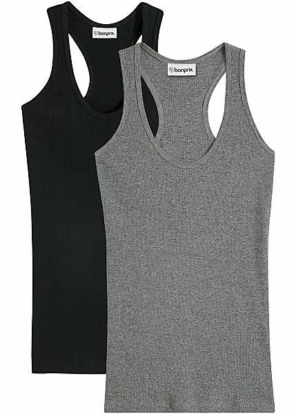 bonprix Tanktop Packung, 2 Ringerrücken, Ripp-Qualität günstig online kaufen
