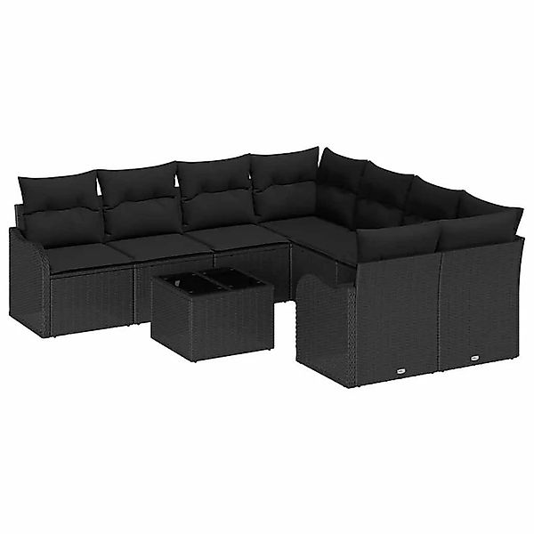 vidaXL Gartensofa-set 9-Tlg Schwarz Poly-Rattan und Stahl und Glas 3354312 günstig online kaufen