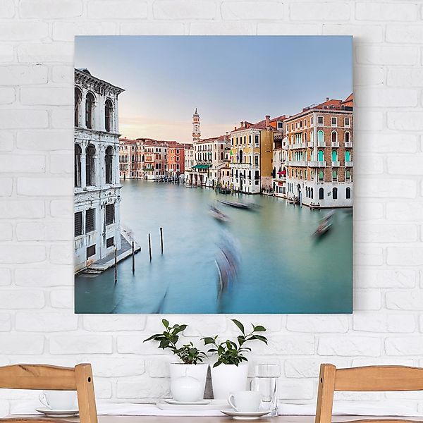 Leinwandbild - Quadrat Canale Grande Blick von der Rialtobrücke Venedig günstig online kaufen