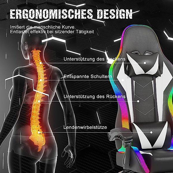 HOMALL Gaming-Stuhl LED Gaming Chair,Massage,Bürostuhl,Gaming Stuhl, günstig online kaufen