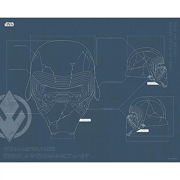 Komar Wandbild Star Wars EP9 Blueprint Kylo Helmet Star Wars B/L: ca. 50x40 günstig online kaufen