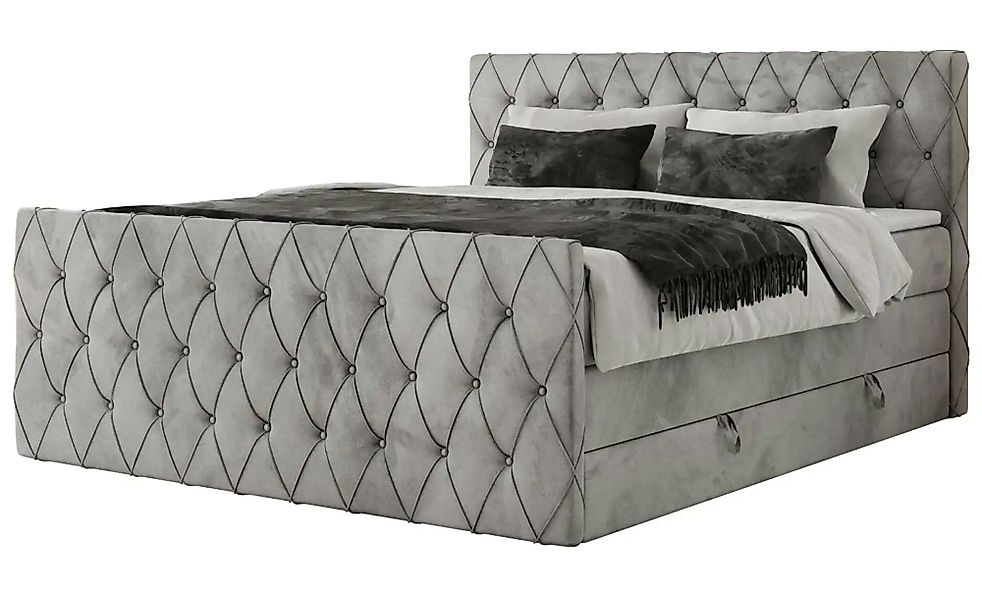 Boxspringbett mit Bettkasten Miren King Duo ¦ grau ¦ Maße (cm): B: 121 H: 1 günstig online kaufen