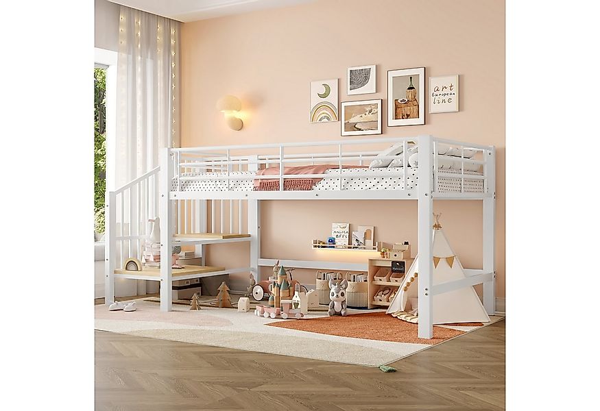 Merax Hochbett (1-St., Etagenbett Jugendbett Einzelbett) Metallbett Kinderb günstig online kaufen