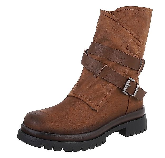 Ital-Design Modische Boots mit Riemen und profiliertem Absatz Westernstiefe günstig online kaufen