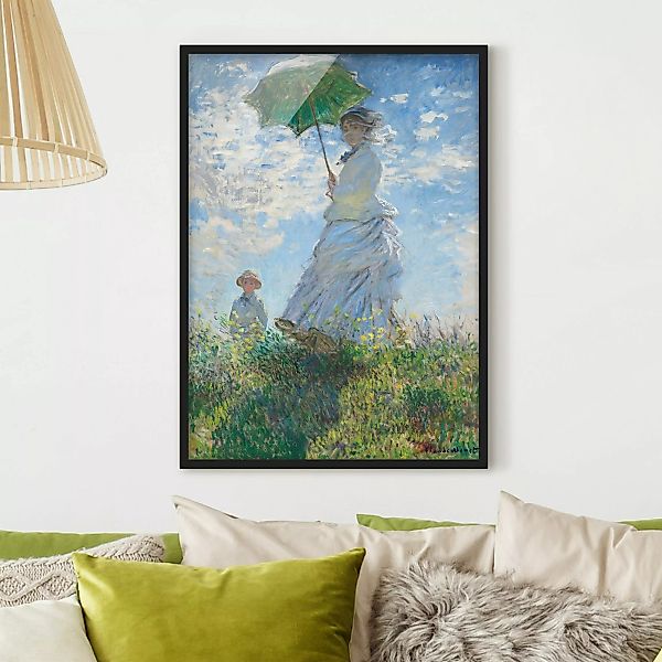 Bild mit Rahmen Claude Monet - Frau mit Sonnenschirm günstig online kaufen